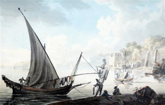 Robert Cleveley (1747-1809) The Gulf of Mare Piano and Shipping off Alexandria, 5 x 8in.